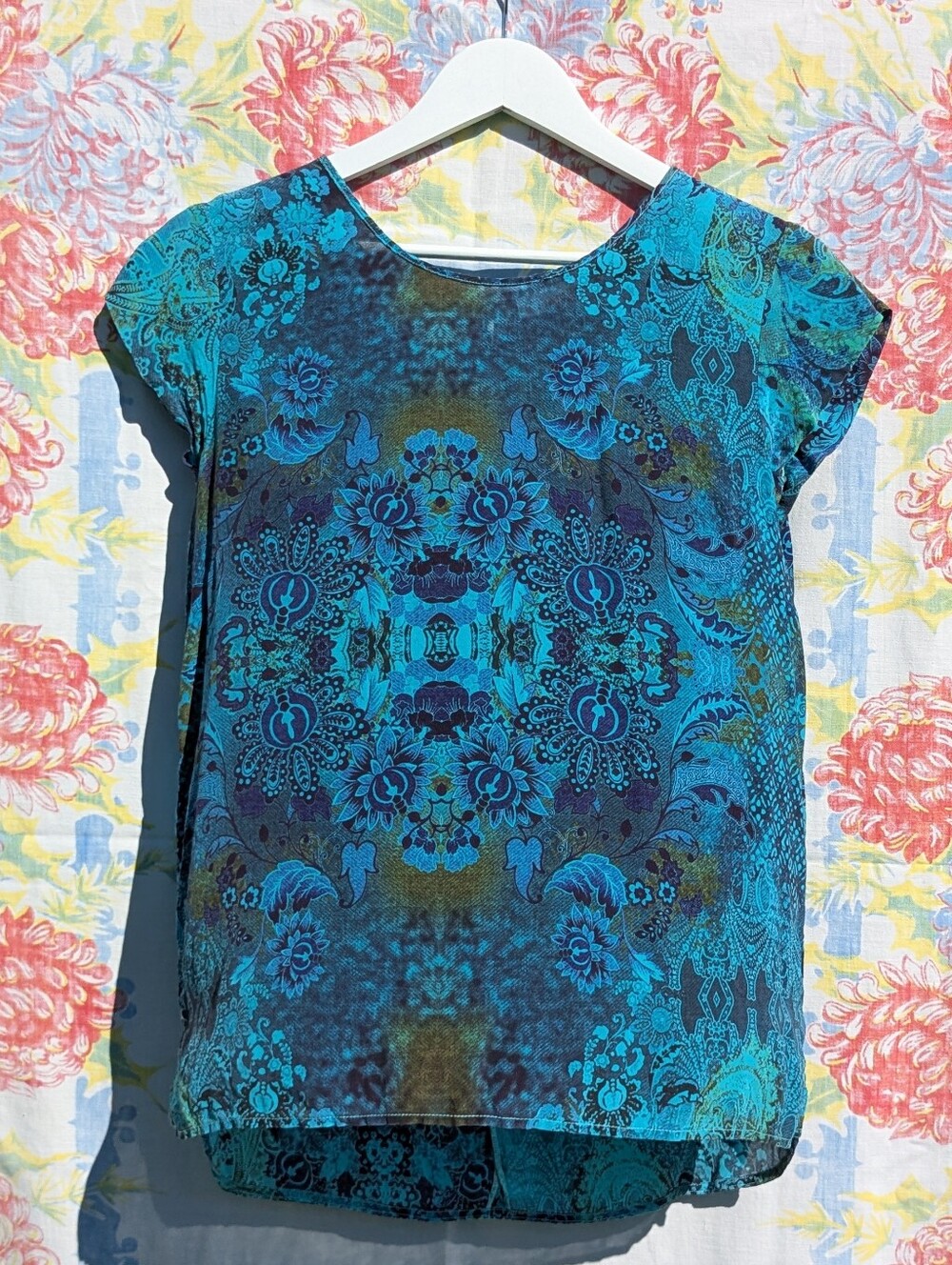 Tianello Lenciaga Washable Silk Ellie Blouse Glass Blue / M